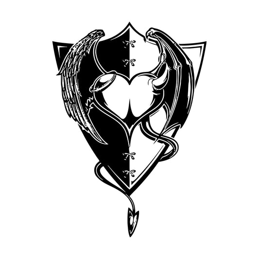 Vinyl Wall Decals Heart Angel And Devil Shield Wings Tattoo Culture