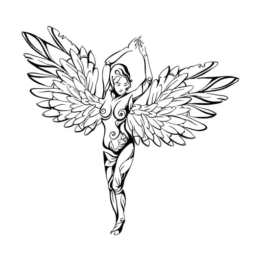 Engraving Decals Appeal Beautiful Girl Ornament Wings Angel Woman Fantasy Removable Without Leaving Glue