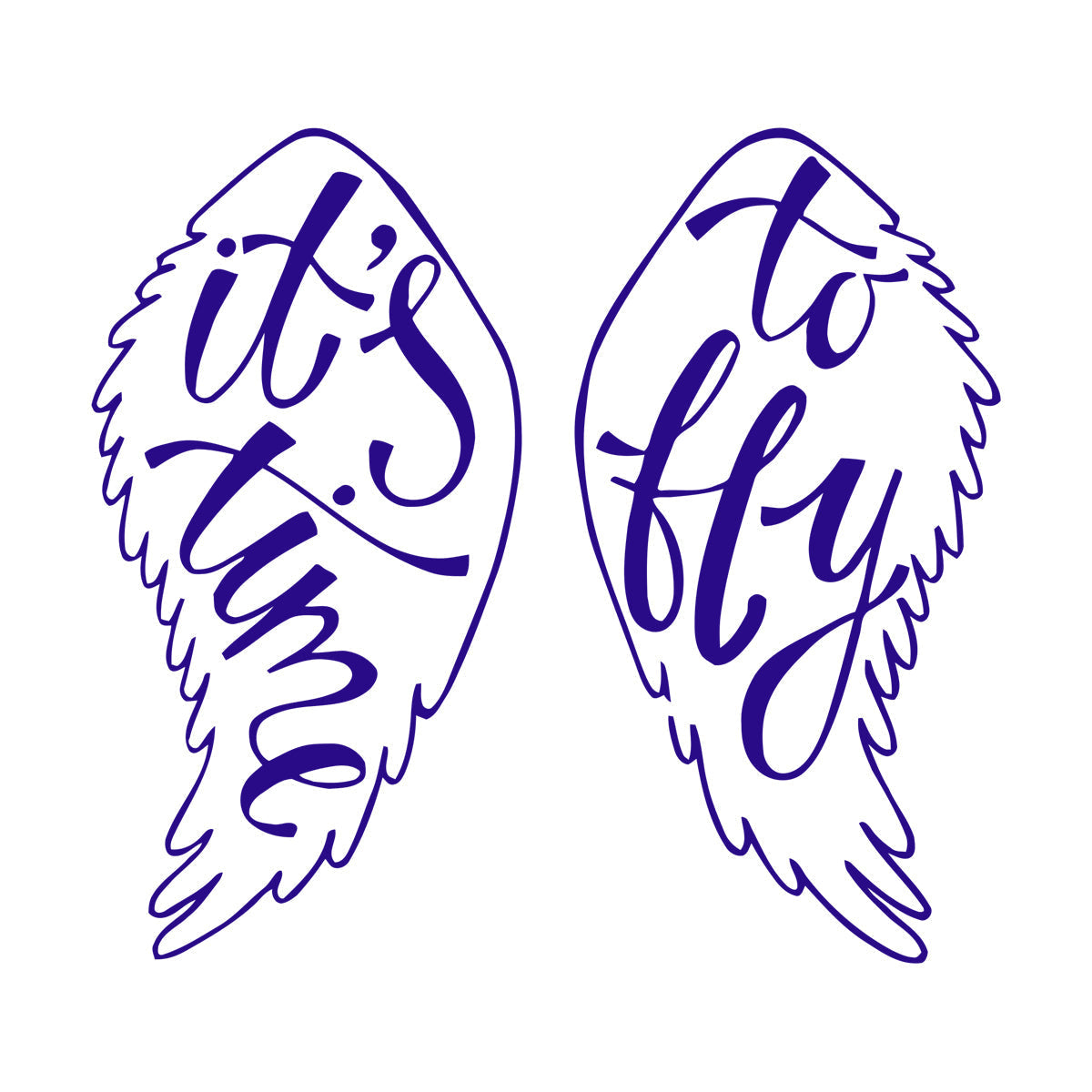 Mural And Wall Vinyl Decal Wings Angel Flight Time To Fly Phrase Self Adhesive