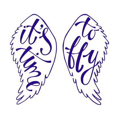 Mural And Wall Vinyl Decal Wings Angel Flight Time To Fly Phrase Self Adhesive