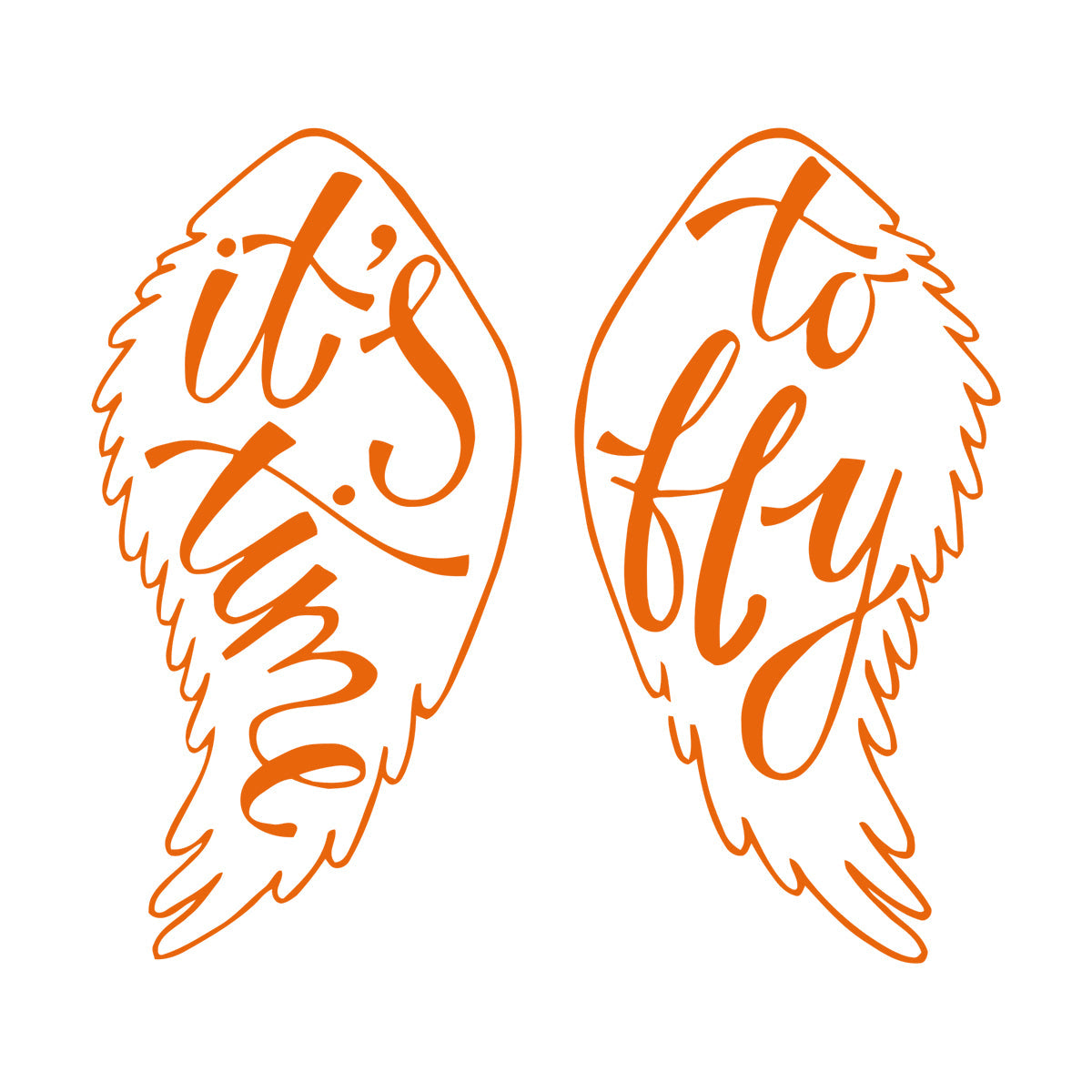 Mural And Wall Vinyl Decal Wings Angel Flight Time To Fly Phrase Self Adhesive