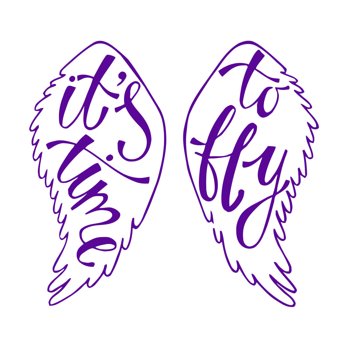 Mural And Wall Vinyl Decal Wings Angel Flight Time To Fly Phrase Self Adhesive