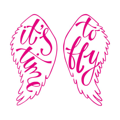 Mural And Wall Vinyl Decal Wings Angel Flight Time To Fly Phrase Self Adhesive