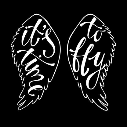 Mural And Wall Vinyl Decal Wings Angel Flight Time To Fly Phrase Self Adhesive