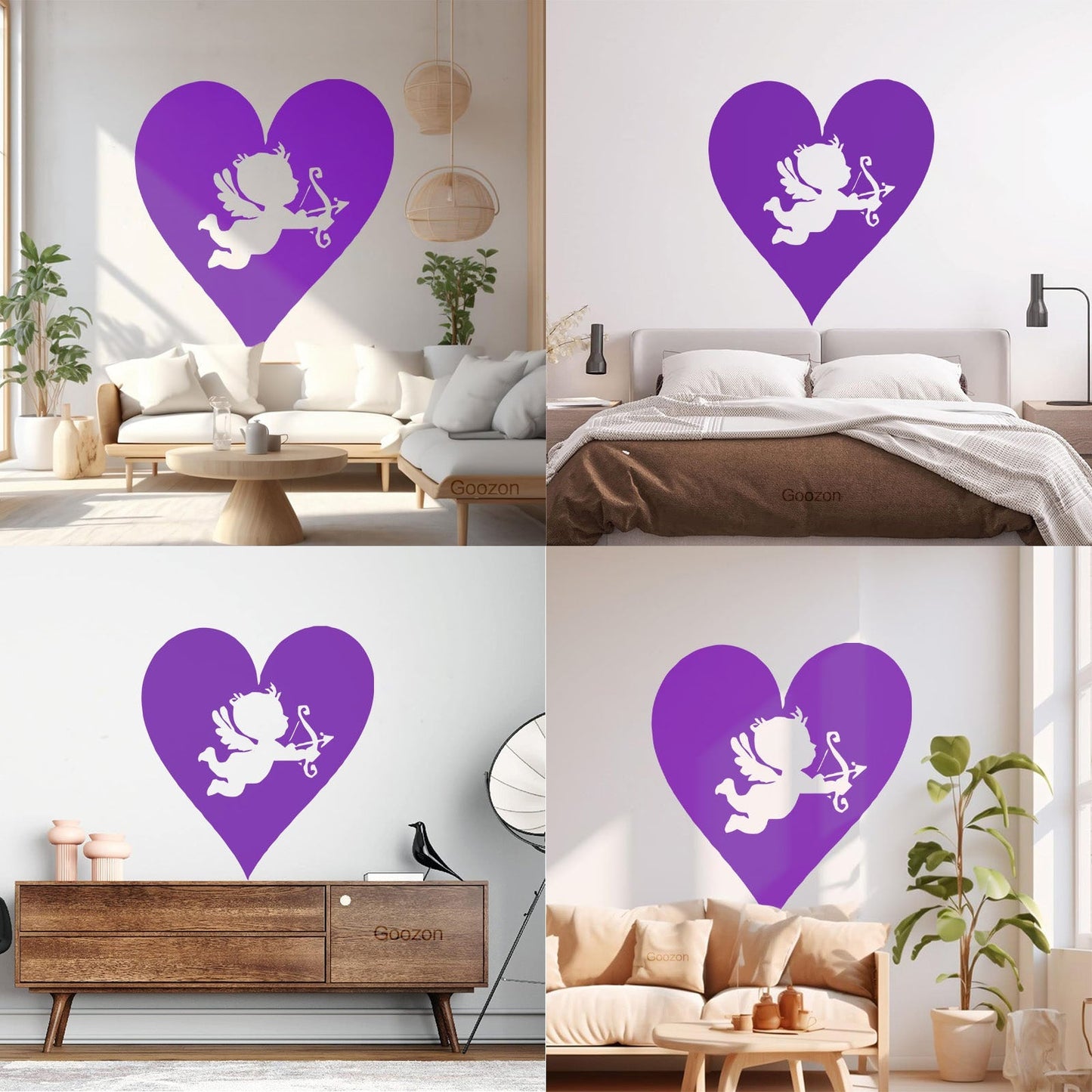 Wall Vinyl Sticker Decor Hearts Angel Cupid Romantic Multi Color Selection