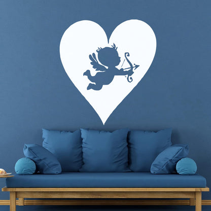 Wall Vinyl Sticker Decor Hearts Angel Cupid Romantic Multi Color Selection