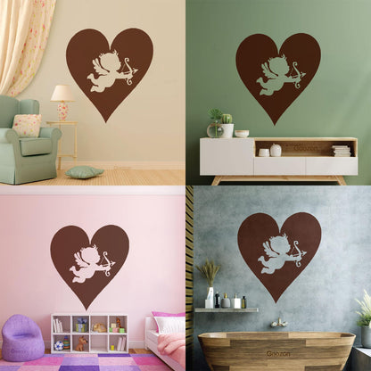 Wall Vinyl Sticker Decor Hearts Angel Cupid Romantic Multi Color Selection