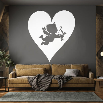 Wall Vinyl Sticker Decor Hearts Angel Cupid Romantic Multi Color Selection