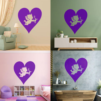 Wall Vinyl Sticker Decor Hearts Angel Cupid Romantic Multi Color Selection