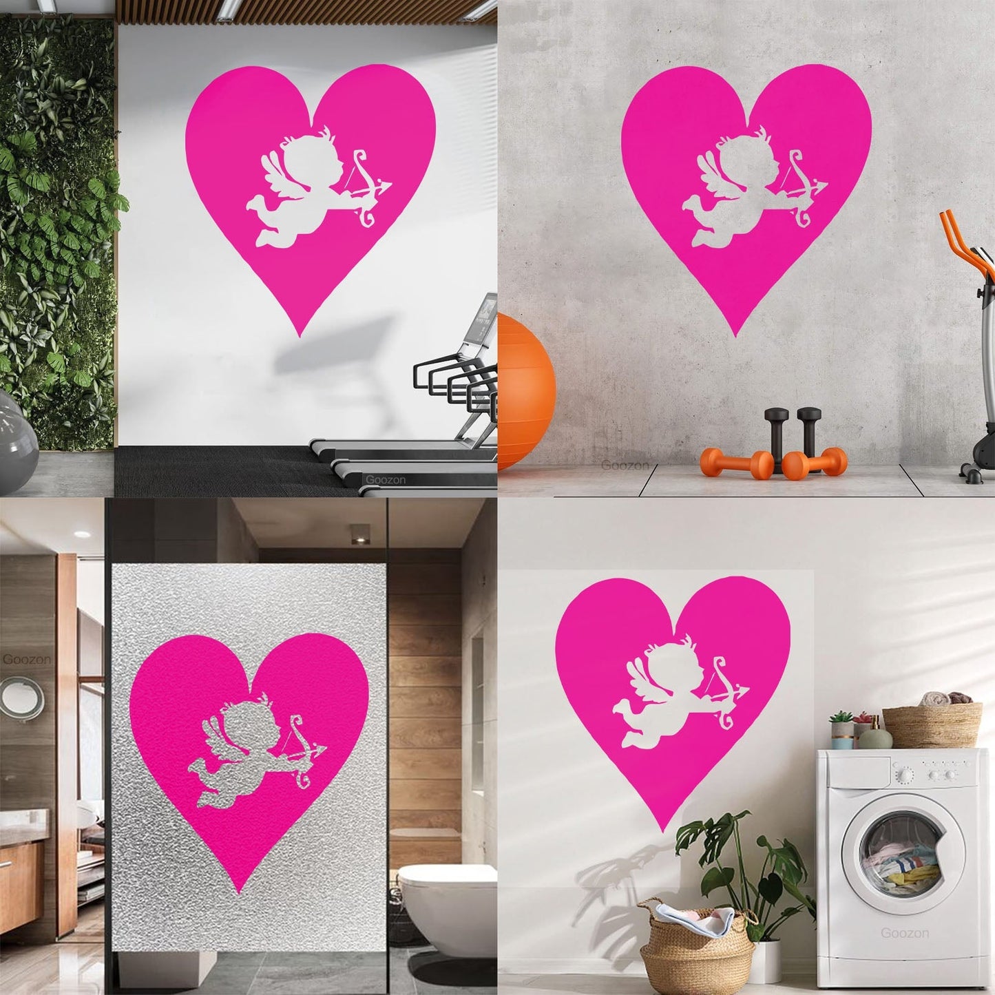 Wall Vinyl Sticker Decor Hearts Angel Cupid Romantic Multi Color Selection