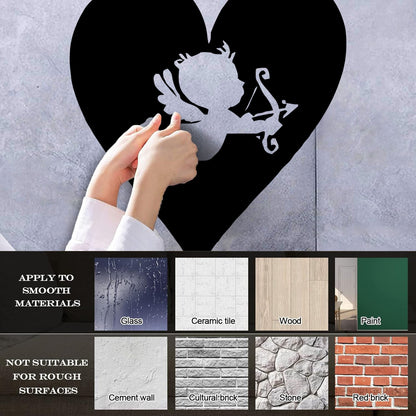 Wall Vinyl Sticker Decor Hearts Angel Cupid Romantic Multi Color Selection