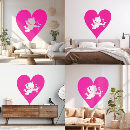 Wall Vinyl Sticker Decor Hearts Angel Cupid Romantic Multi Color Selection
