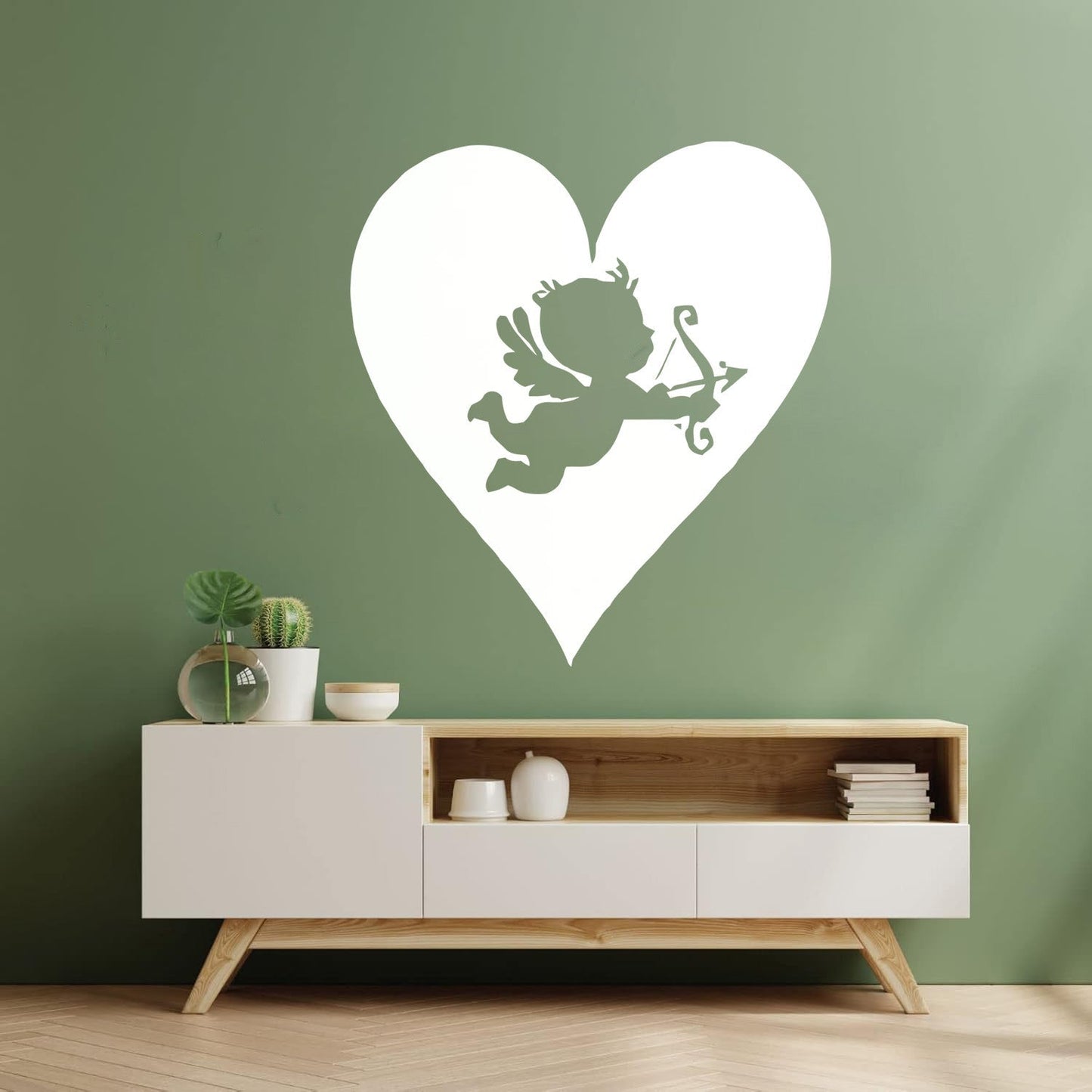 Wall Vinyl Sticker Decor Hearts Angel Cupid Romantic Multi Color Selection