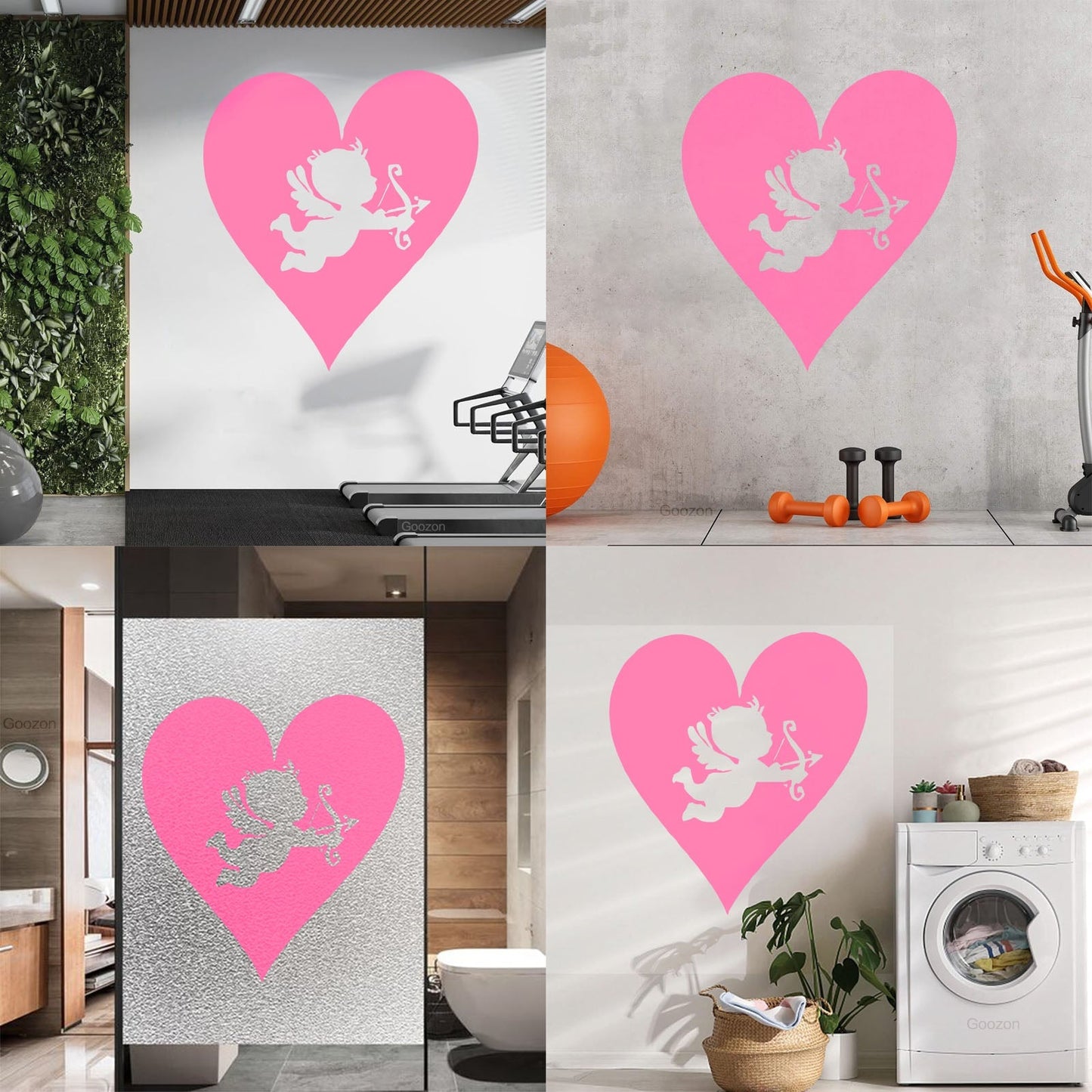 Wall Vinyl Sticker Decor Hearts Angel Cupid Romantic Multi Color Selection