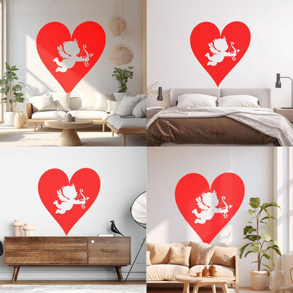 Wall Vinyl Sticker Decor Hearts Angel Cupid Romantic Multi Color Selection