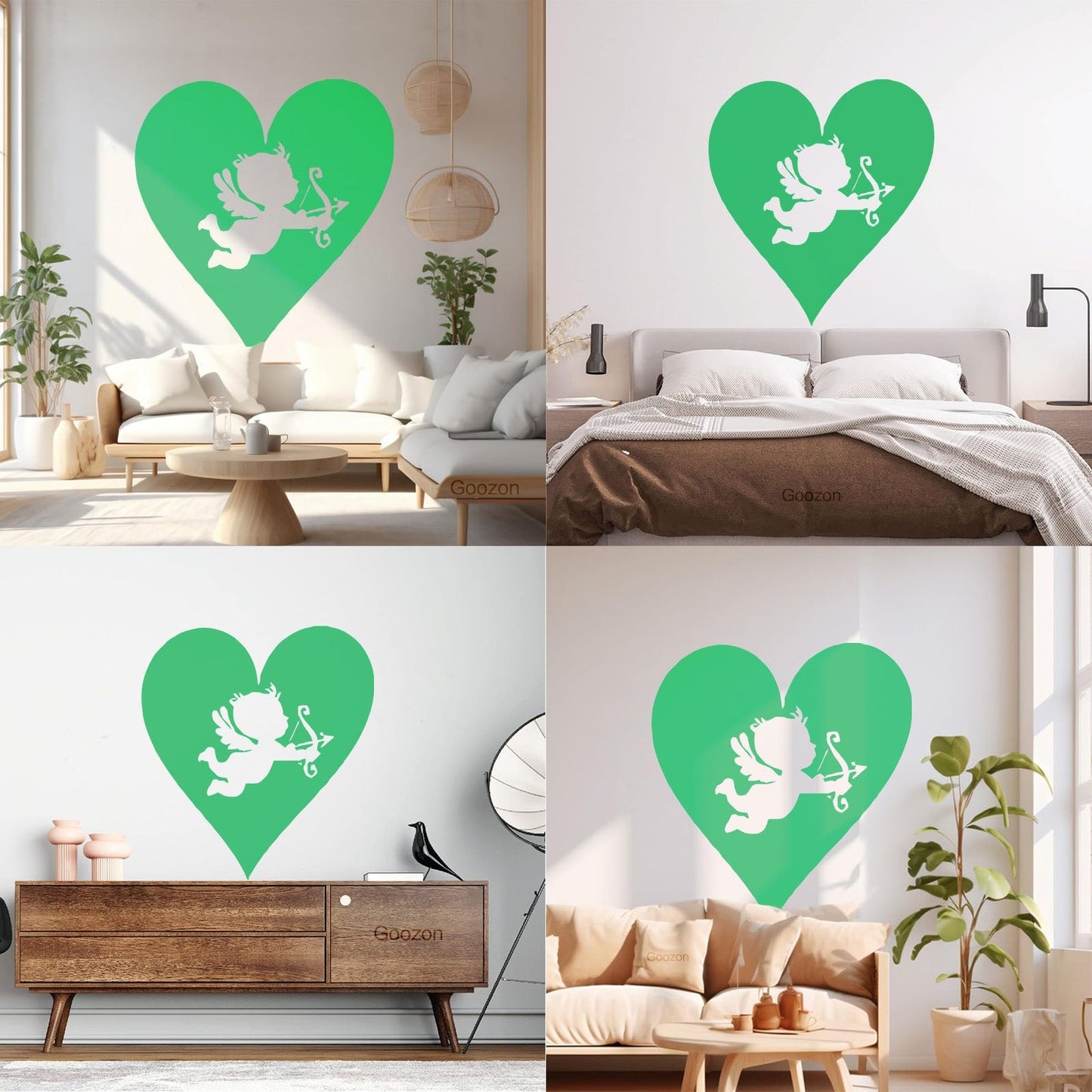 Wall Vinyl Sticker Decor Hearts Angel Cupid Romantic Multi Color Selection