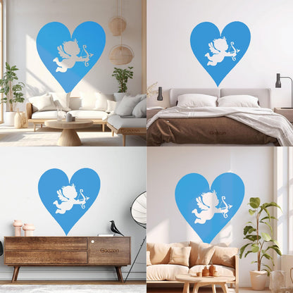 Wall Vinyl Sticker Decor Hearts Angel Cupid Romantic Multi Color Selection