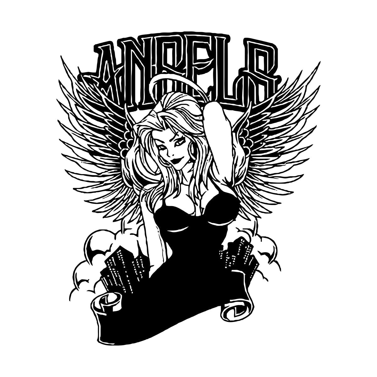 Fine Carving Decals Hot Appeal Girl Angel City Beauty Coolest Art Mural Painting