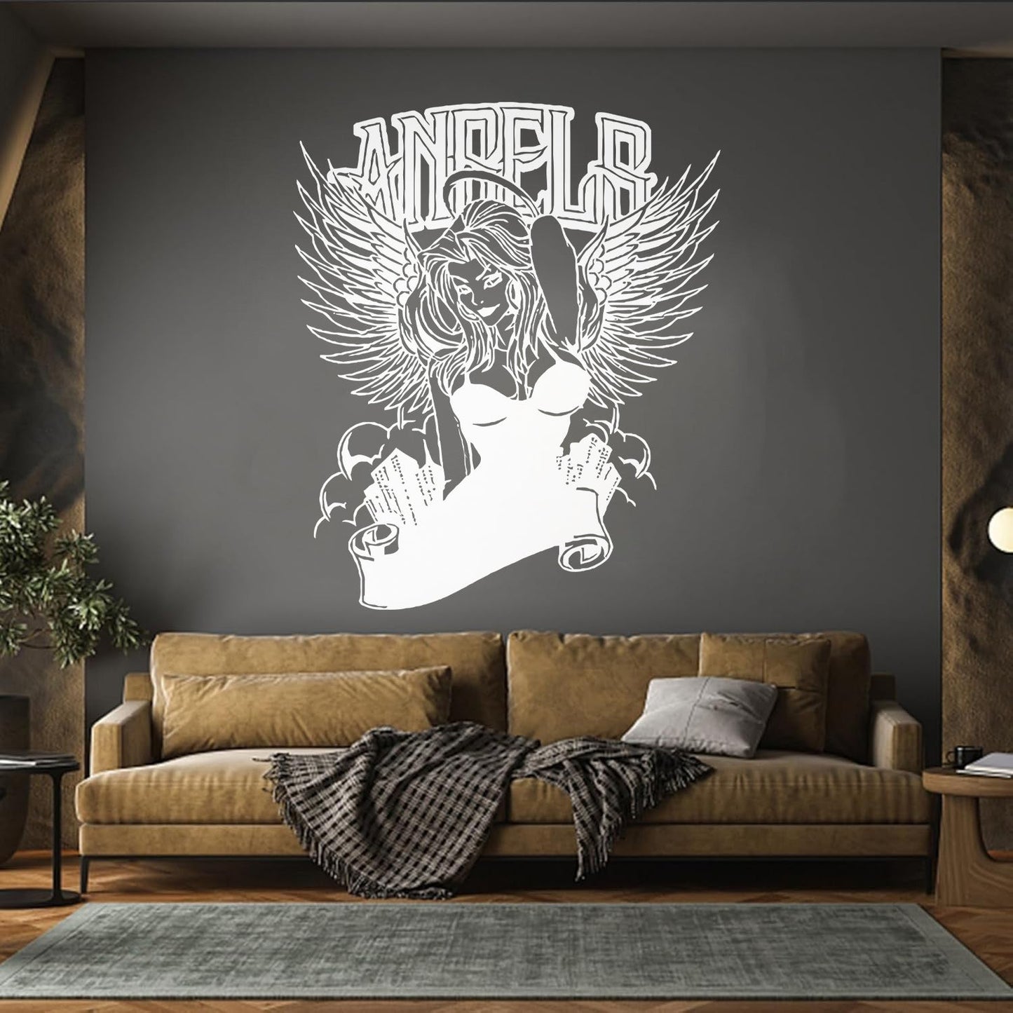 Fine Carving Decals Hot Appeal Girl Angel City Beauty Coolest Art Mural Painting