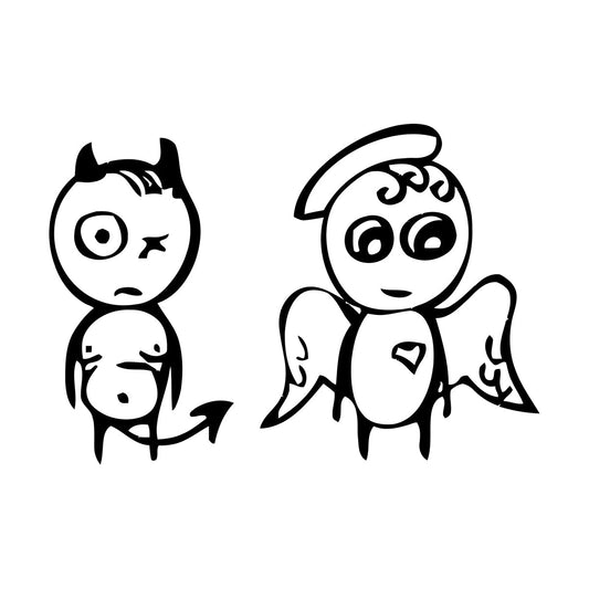 Angel And Demon Funny Engraving Stickers Waterproof