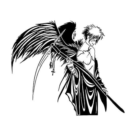 Wall Decals Pvc Angel Of Death Warrior Wings Anime Manga Personalized Customization