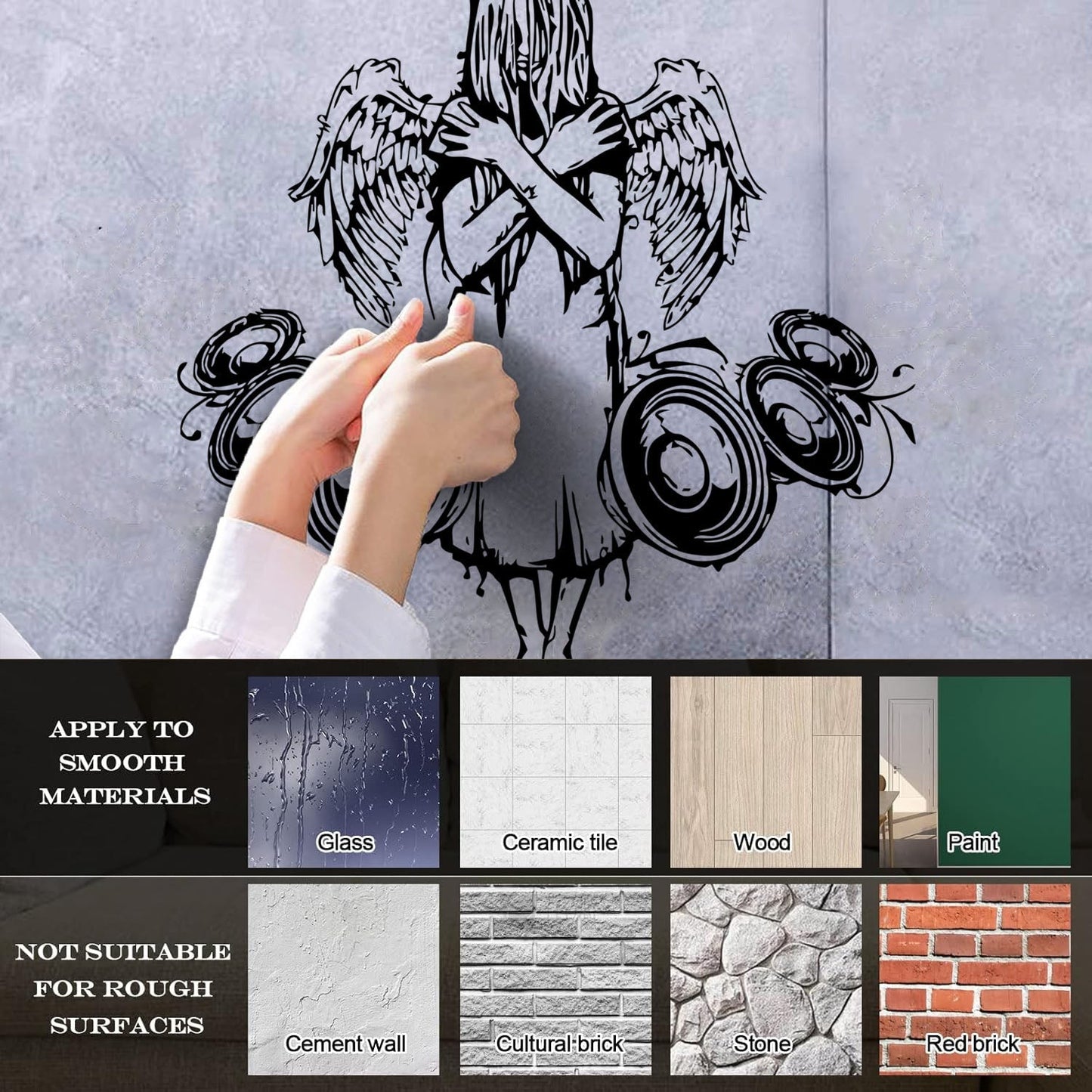 Vinyl Wall Stickers Fallen Angel Music Gothic Scary Cool Wall Beautification