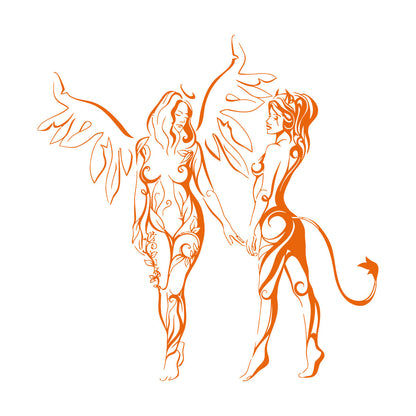 Engraving Decals Hot Appeal Girls Angel And Demon Glass Stickers