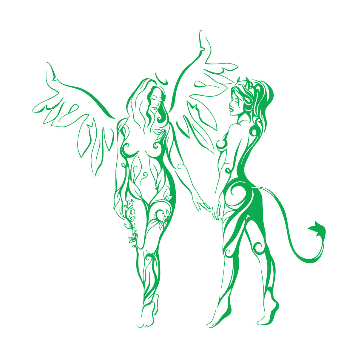 Engraving Decals Hot Appeal Girls Angel And Demon Glass Stickers