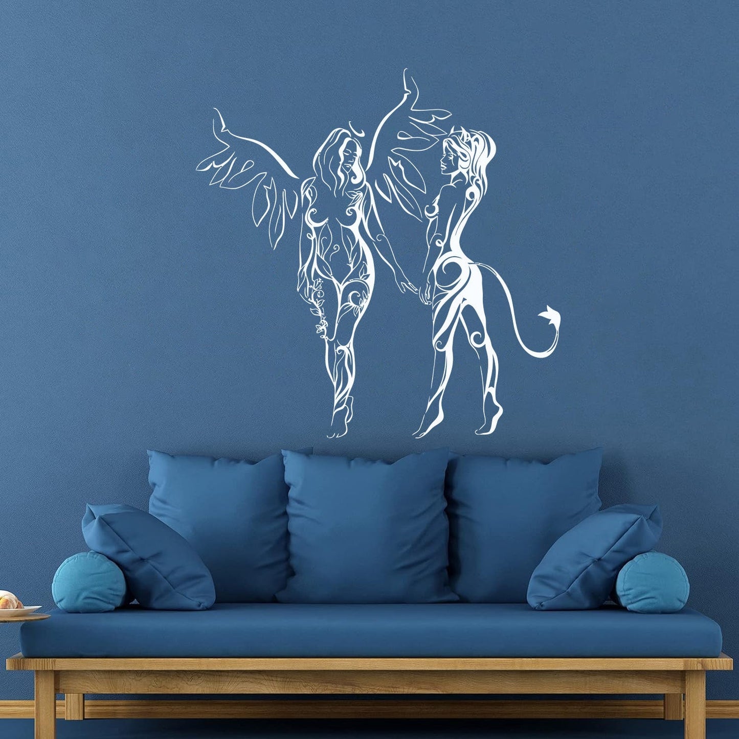 Engraving Decals Hot Appeal Girls Angel And Demon Glass Stickers