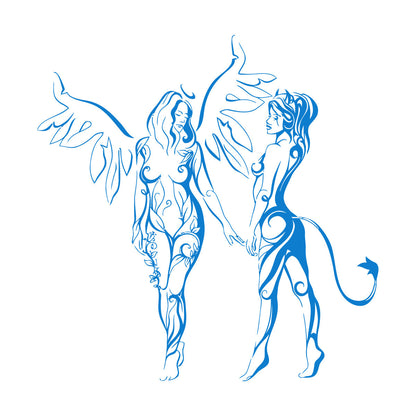 Engraving Decals Hot Appeal Girls Angel And Demon Glass Stickers