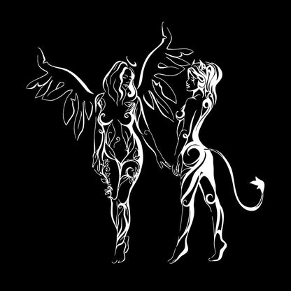 Engraving Decals Hot Appeal Girls Angel And Demon Glass Stickers