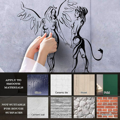 Engraving Decals Hot Appeal Girls Angel And Demon Glass Stickers