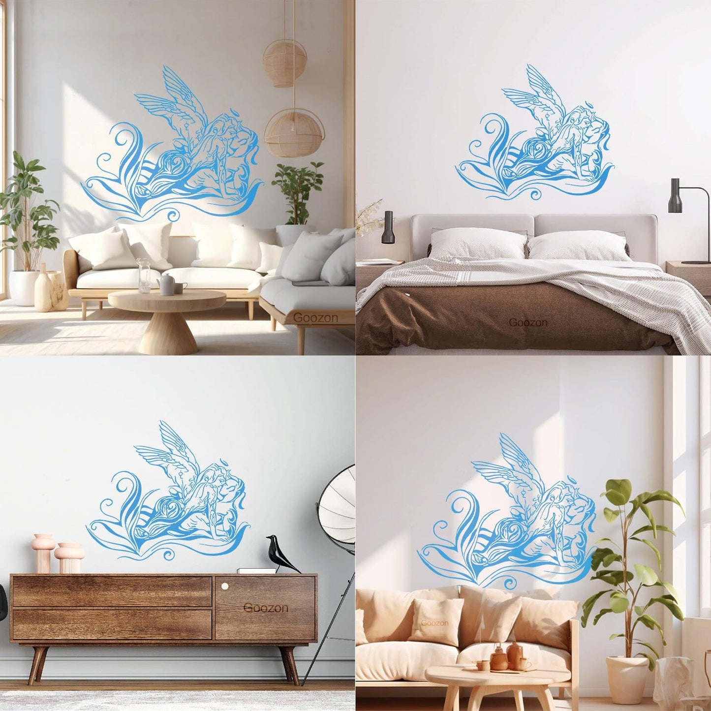 Mural And Wall Vinyl Decal Kissing Angel Love Romantic Flower Store Decoration
