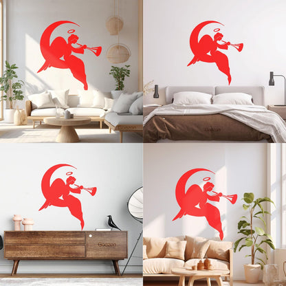 Wall Stickers Paster Paper Religion Religious Angel On A Moon Tattoo Culture