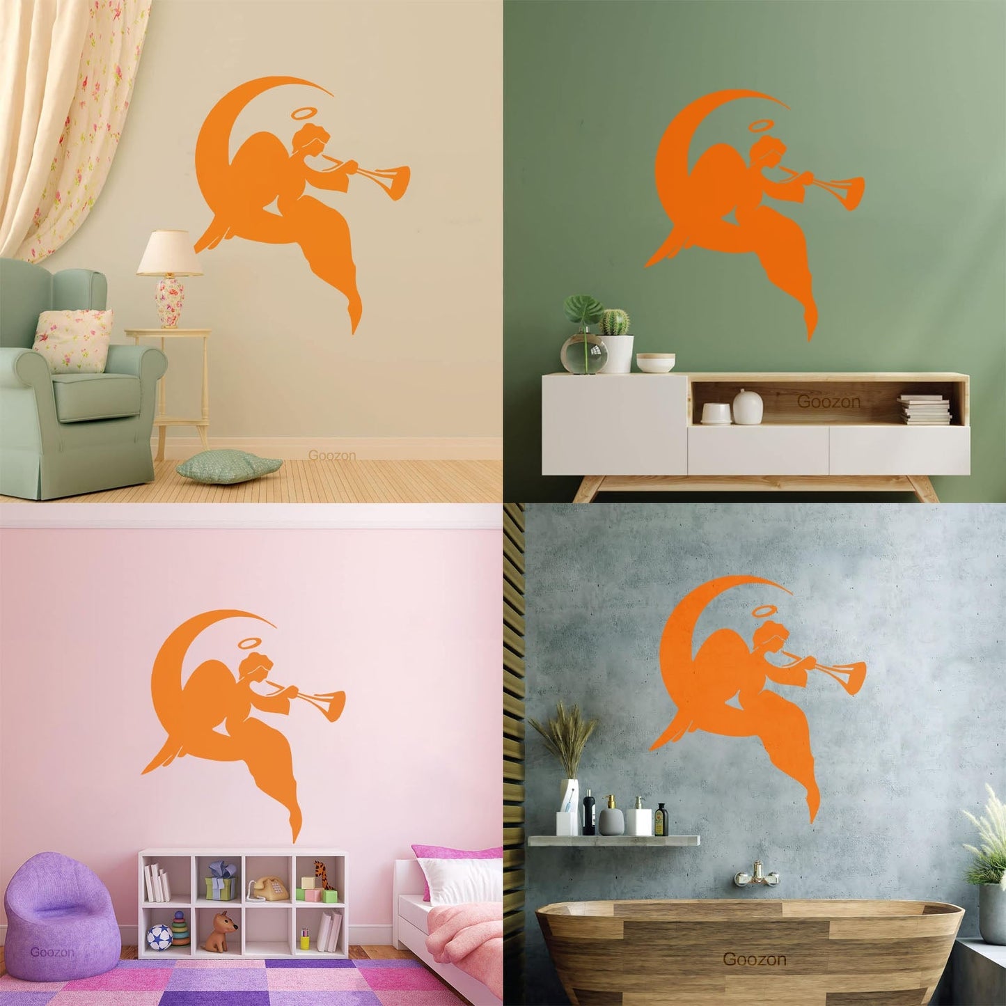 Wall Stickers Paster Paper Religion Religious Angel On A Moon Tattoo Culture
