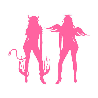 Wall Vinyl Sticker Decor Appeal Girl Devil Evil Angel Good Cool Removable Without Leaving Glue