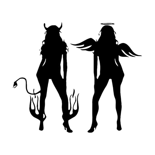 Wall Vinyl Sticker Decor Appeal Girl Devil Evil Angel Good Cool Removable Without Leaving Glue