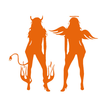 Wall Vinyl Sticker Decor Appeal Girl Devil Evil Angel Good Cool Removable Without Leaving Glue