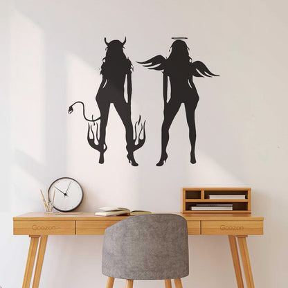 Wall Vinyl Sticker Decor Appeal Girl Devil Evil Angel Good Cool Removable Without Leaving Glue