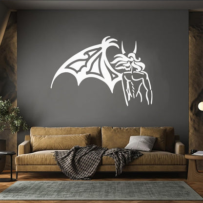 Fine Carving Stickers Fallen Angel One Wing Horns Beautiful Self Adhesive