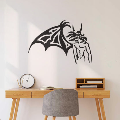 Fine Carving Stickers Fallen Angel One Wing Horns Beautiful Self Adhesive