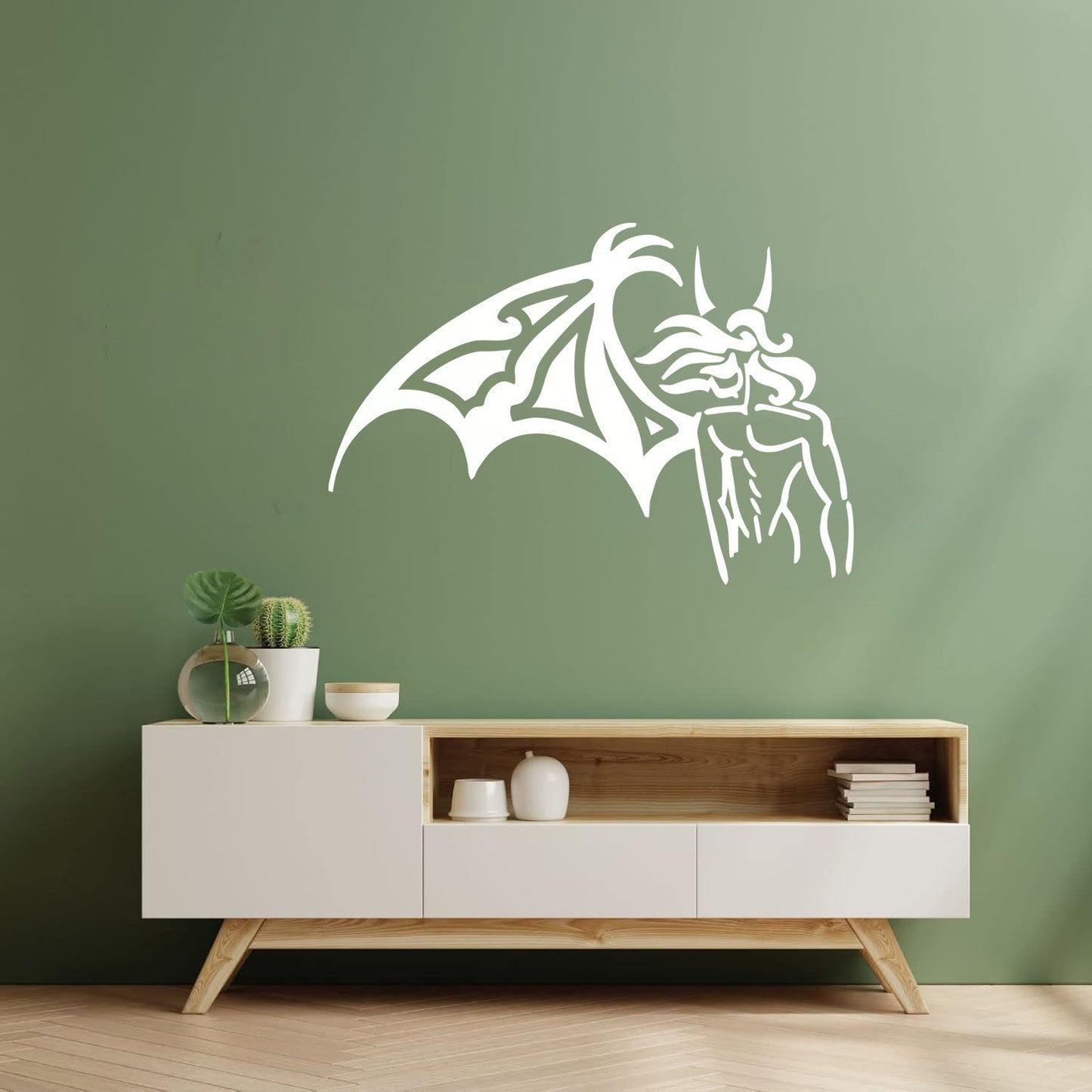 Fine Carving Stickers Fallen Angel One Wing Horns Beautiful Self Adhesive