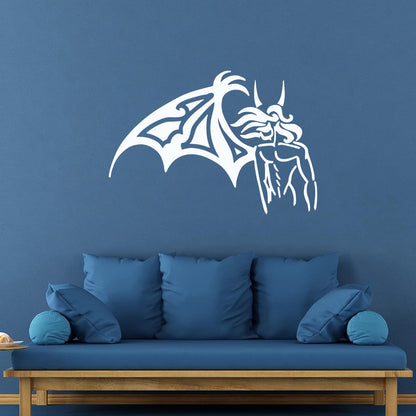 Fine Carving Stickers Fallen Angel One Wing Horns Beautiful Self Adhesive