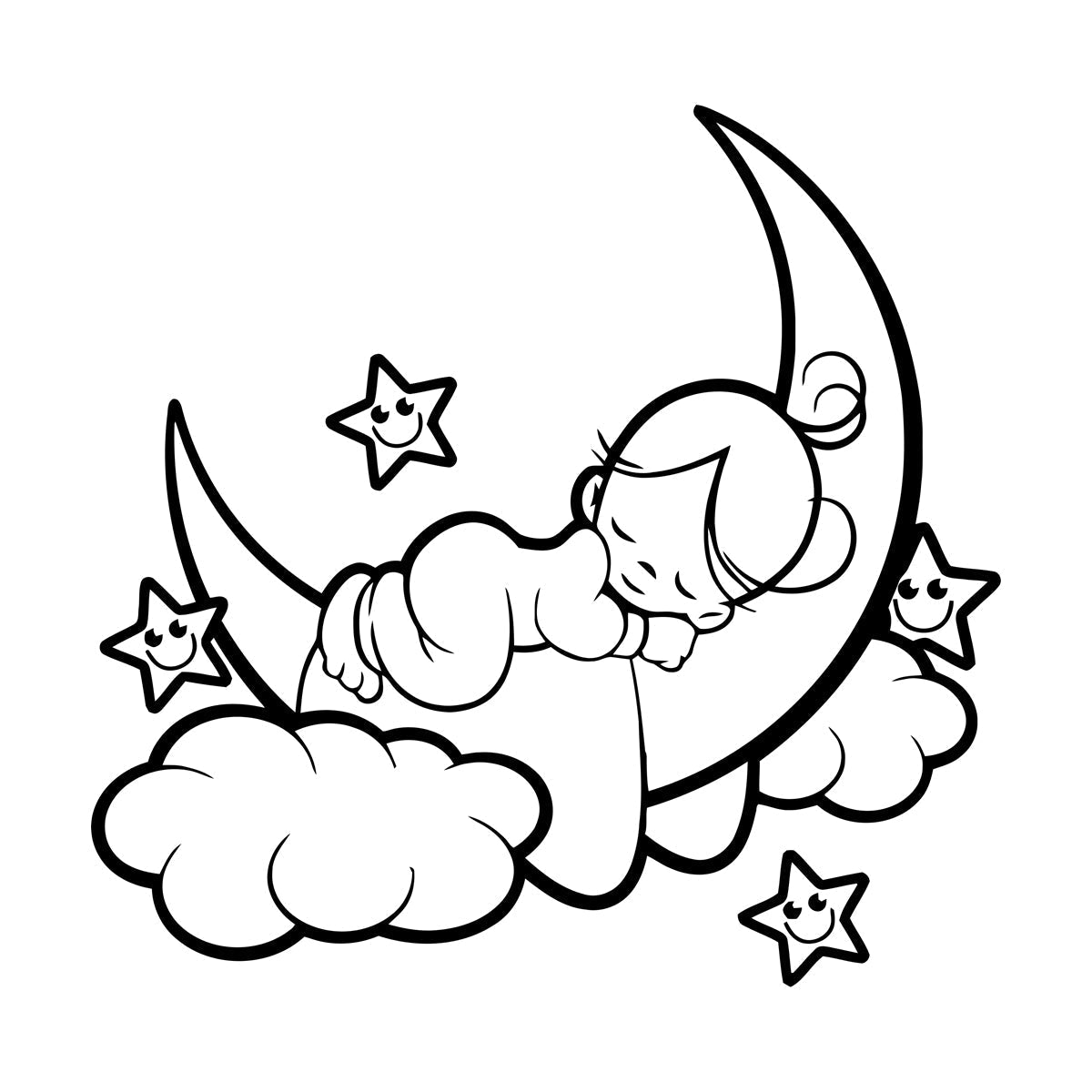 Fine Carving Decals Nursery Baby Kids Child Angel Cloud Multi Color Selection