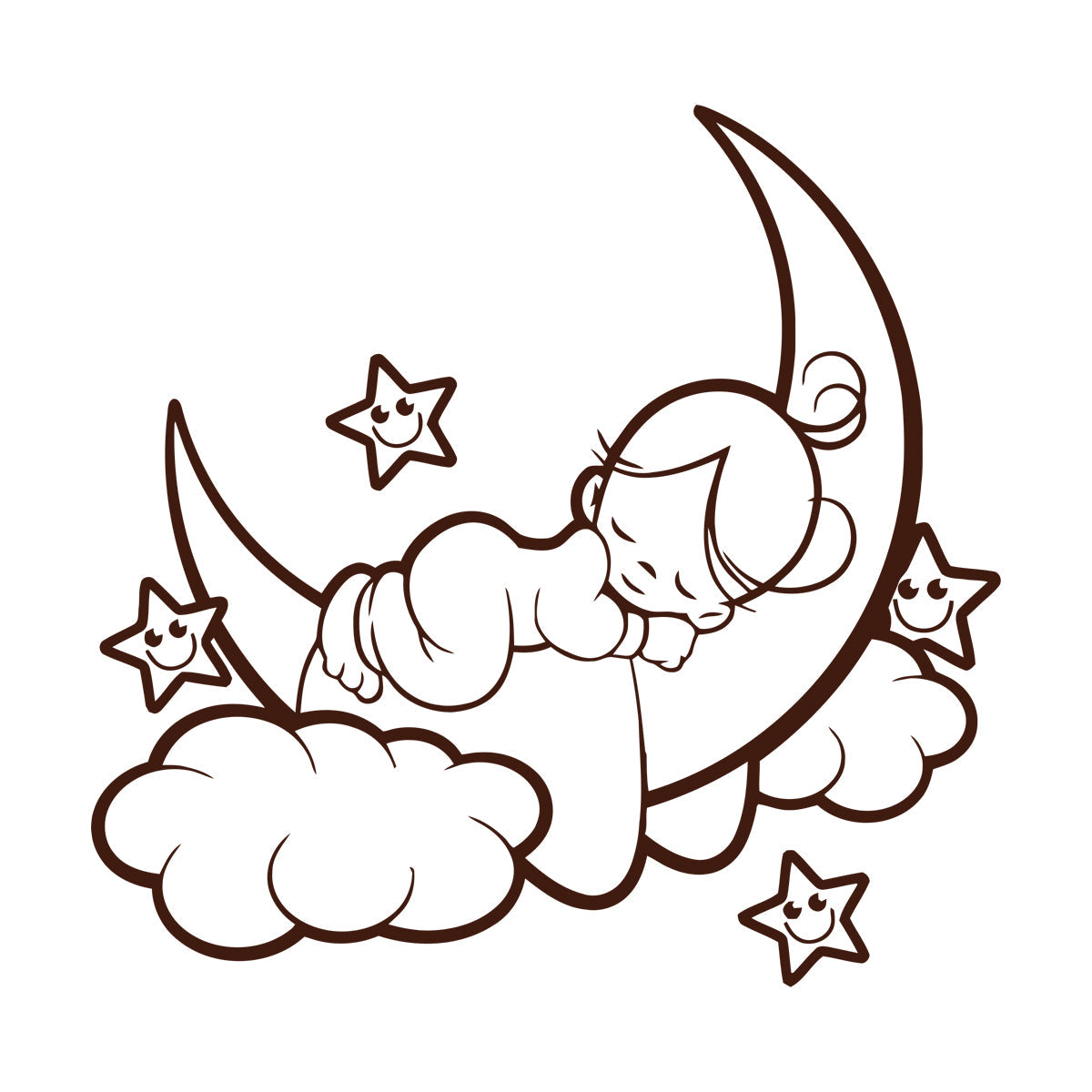 Fine Carving Decals Nursery Baby Kids Child Angel Cloud Multi Color Selection