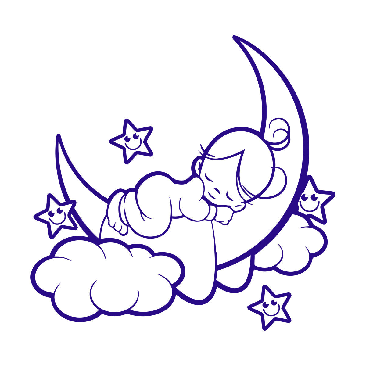 Fine Carving Decals Nursery Baby Kids Child Angel Cloud Multi Color Selection