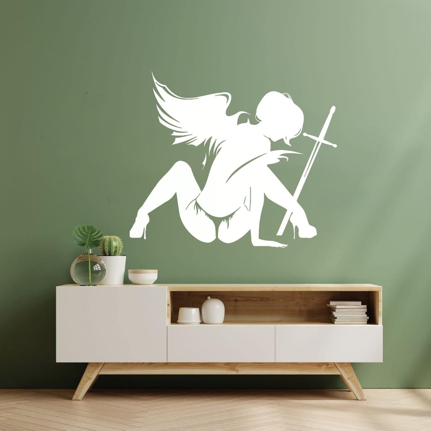 Wounded Angel With Sword Coolest Your Place Lettering Decals Art Mural Painting