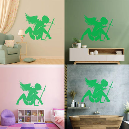 Wounded Angel With Sword Coolest Your Place Lettering Decals Art Mural Painting
