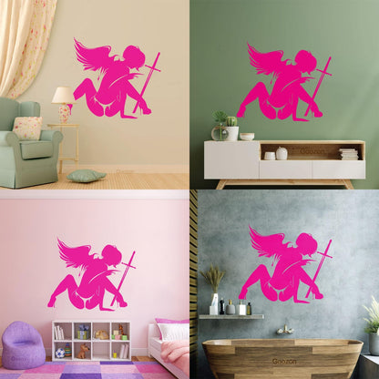 Wounded Angel With Sword Coolest Your Place Lettering Decals Art Mural Painting