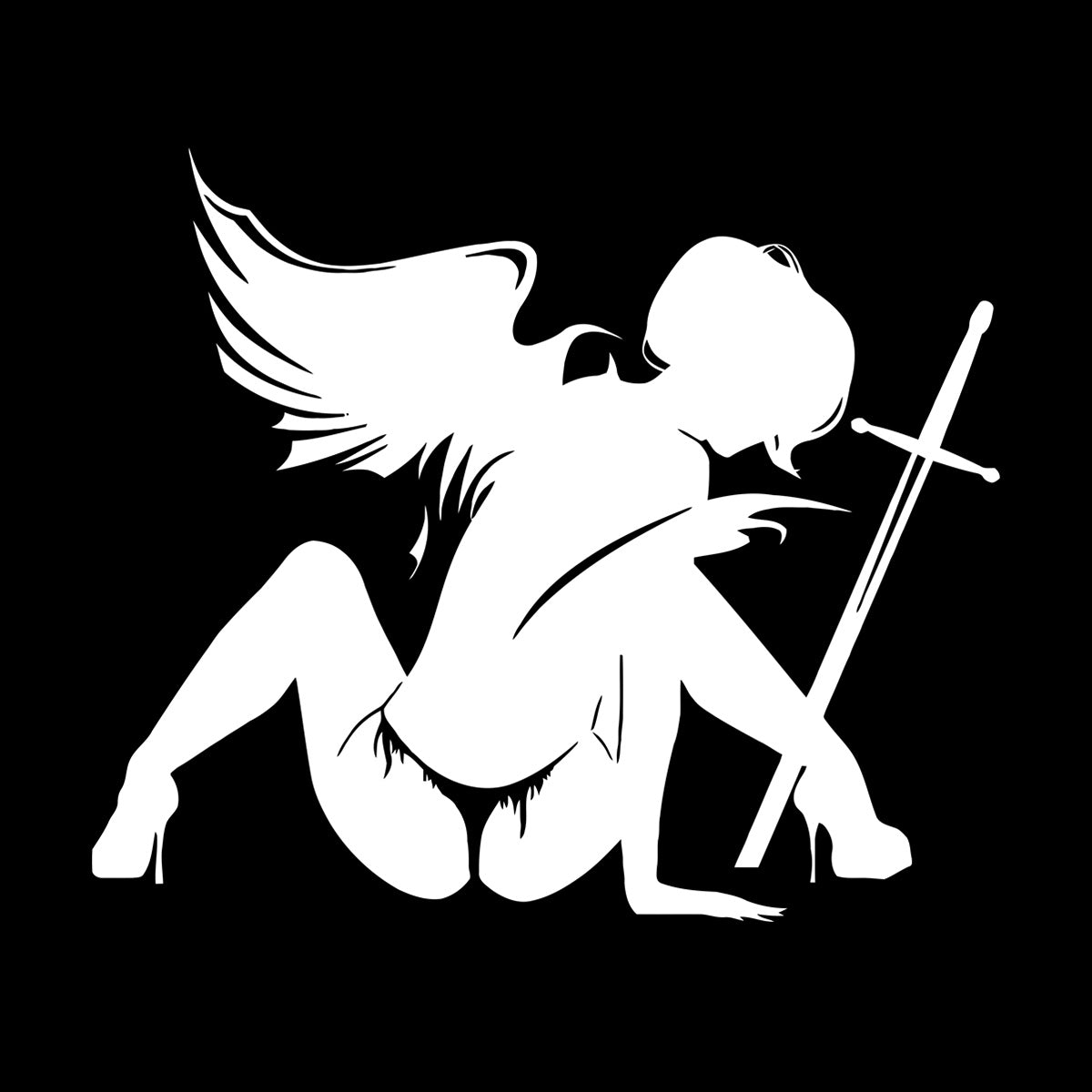 Wounded Angel With Sword Coolest Your Place Lettering Decals Art Mural Painting